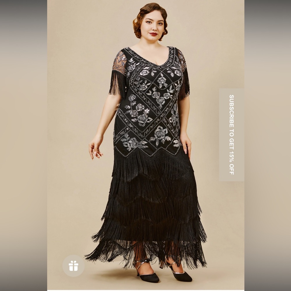 Babeyond- Flowery Multi-Layer Maxi Mermaid Plus Size Dress - Picture 4 of 17